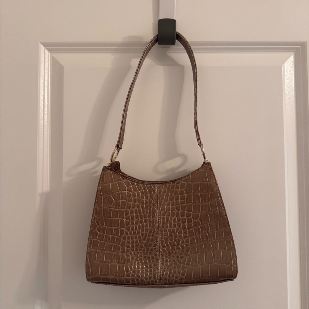 Vintage Liz Claiborne Brown Faux Crocodile-Embossed Women's Bag